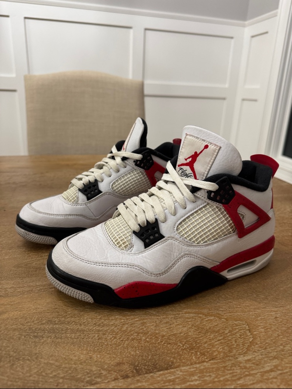 Nike Air Jordan 4 Retro “Red Cement” Men’s Size 8.5 White Fire Red Black Grey